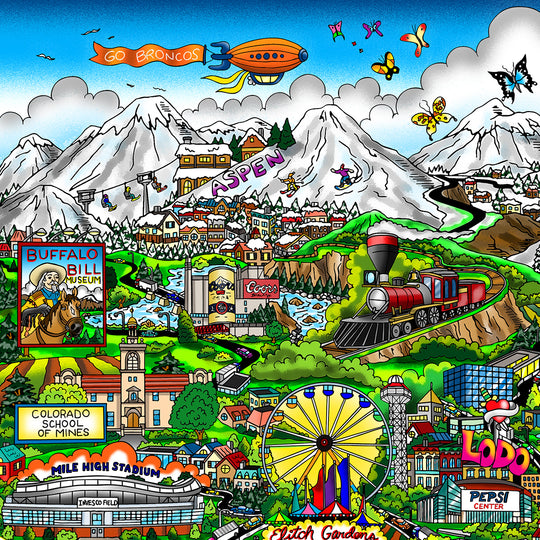 Charles Fazzino Colorado on My Mind 3D Limited Edition Mixed-Media on Paper