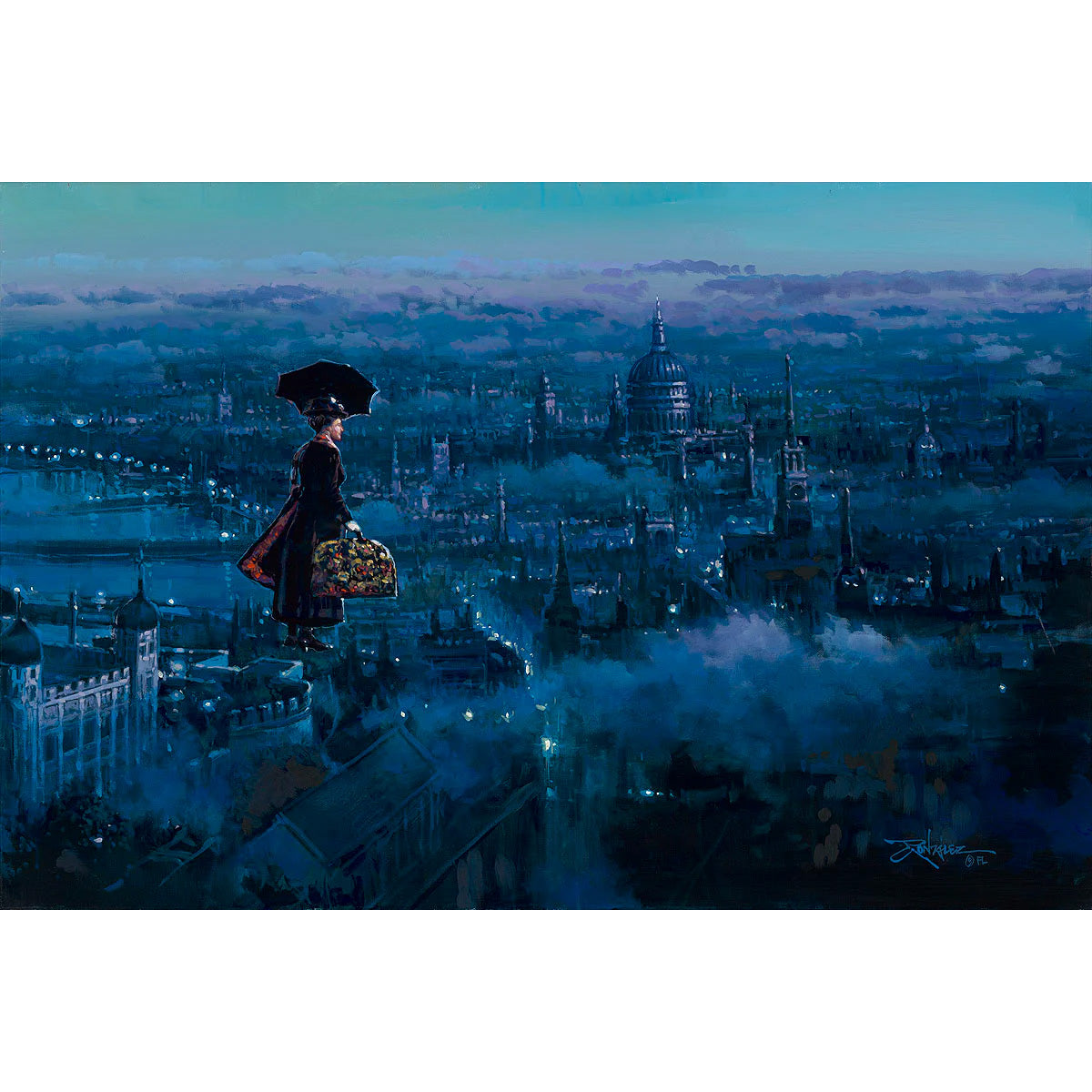 Rodel Gonzalez Disney Floating Over London Limited Edition Canvas Giclee