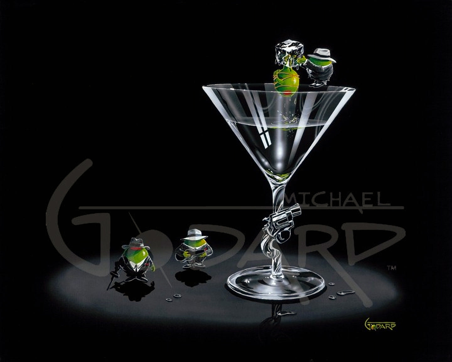 Michael Godard SET: Gangster Martini (2 Shots and a Splash) and "Gangsta' Martini (Living Large)" Limited Edition Canvas Giclee