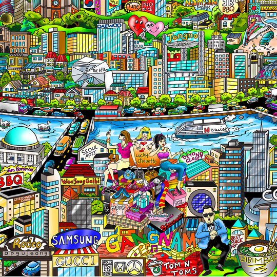 Charles Fazzino It’s Happening in Seoul 3D Limited Edition Mixed-Media on Paper