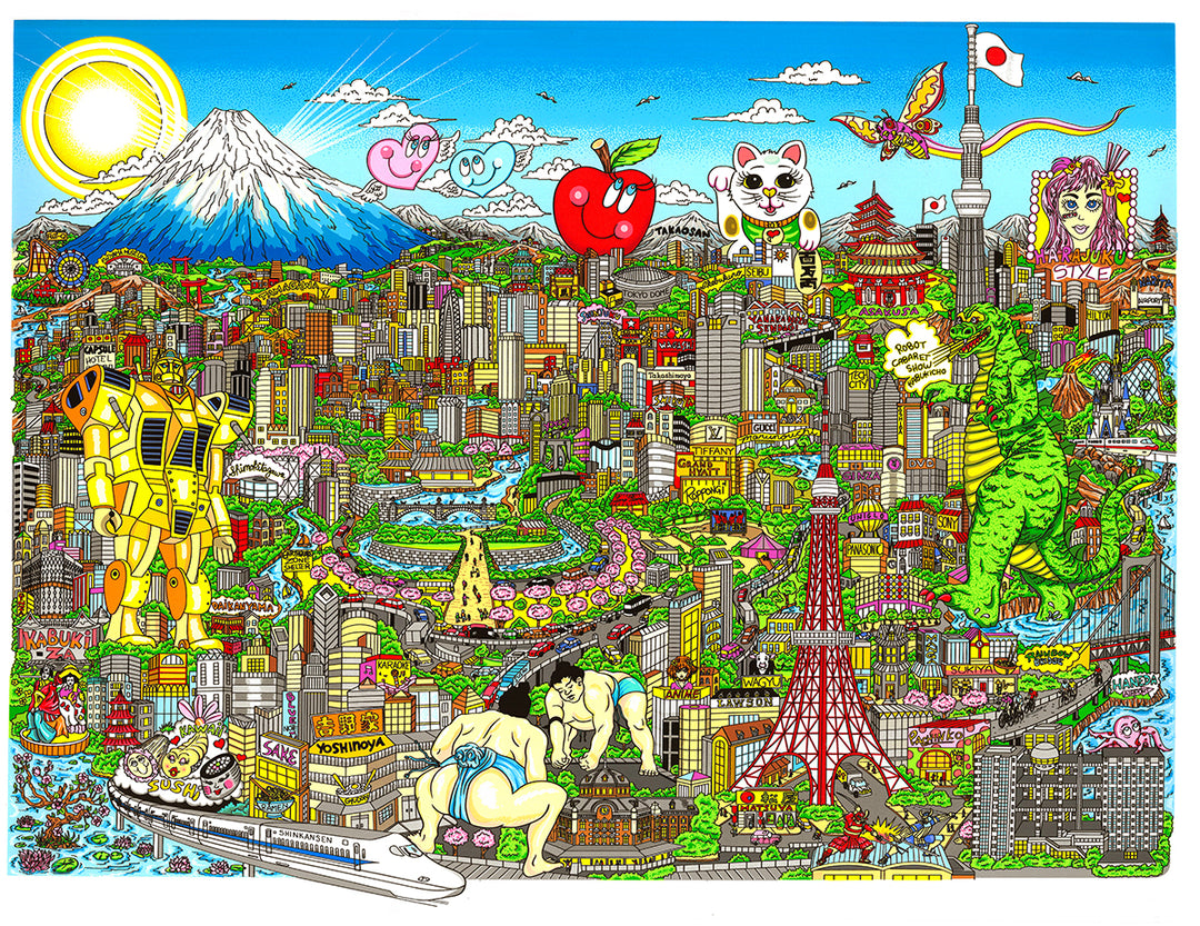 Charles Fazzino Konnichiwa Tokyo 3D Limited Edition Silkscreen on Paper
