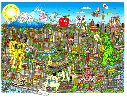 Charles Fazzino Konnichiwa Tokyo 3D Limited Edition Silkscreen on Paper