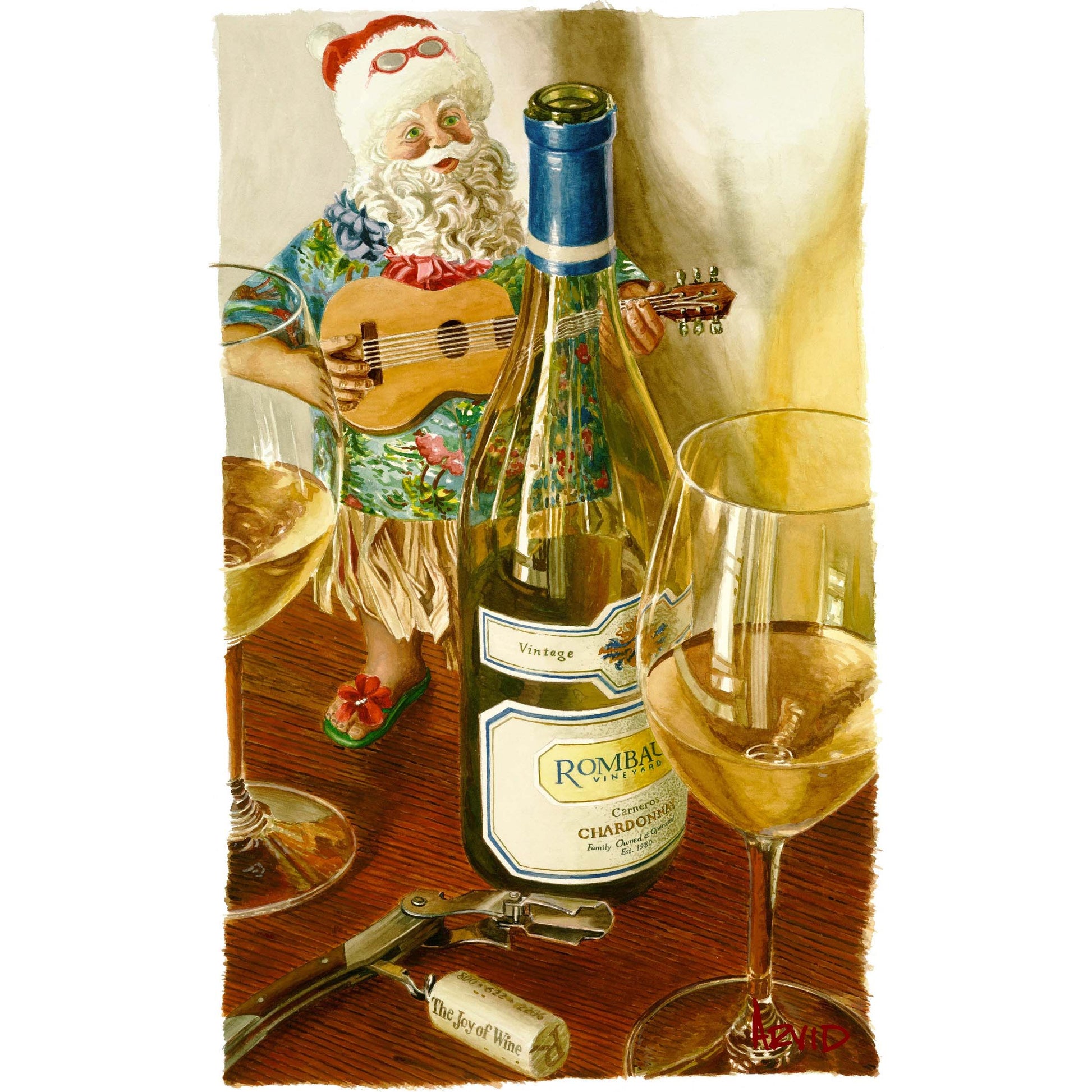 Thomas Arvid "Mele Kalikimaka" Limited Edition Watercolor on Paper