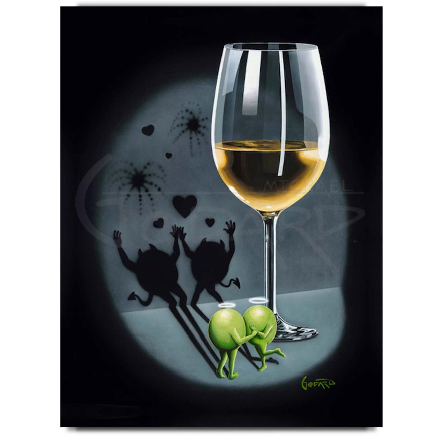 Michael Godard "First Date White Wine" Limited Edition Canvas Giclee