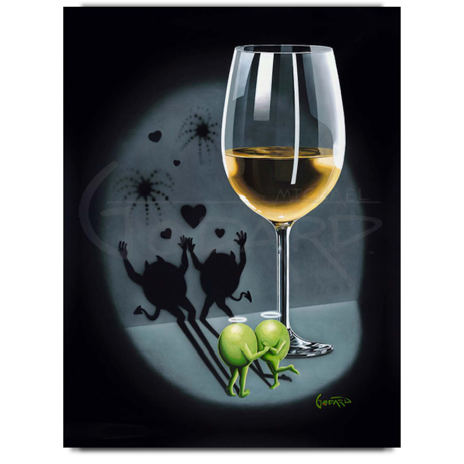 Michael Godard First Date White Wine Limited Edition Canvas Giclee