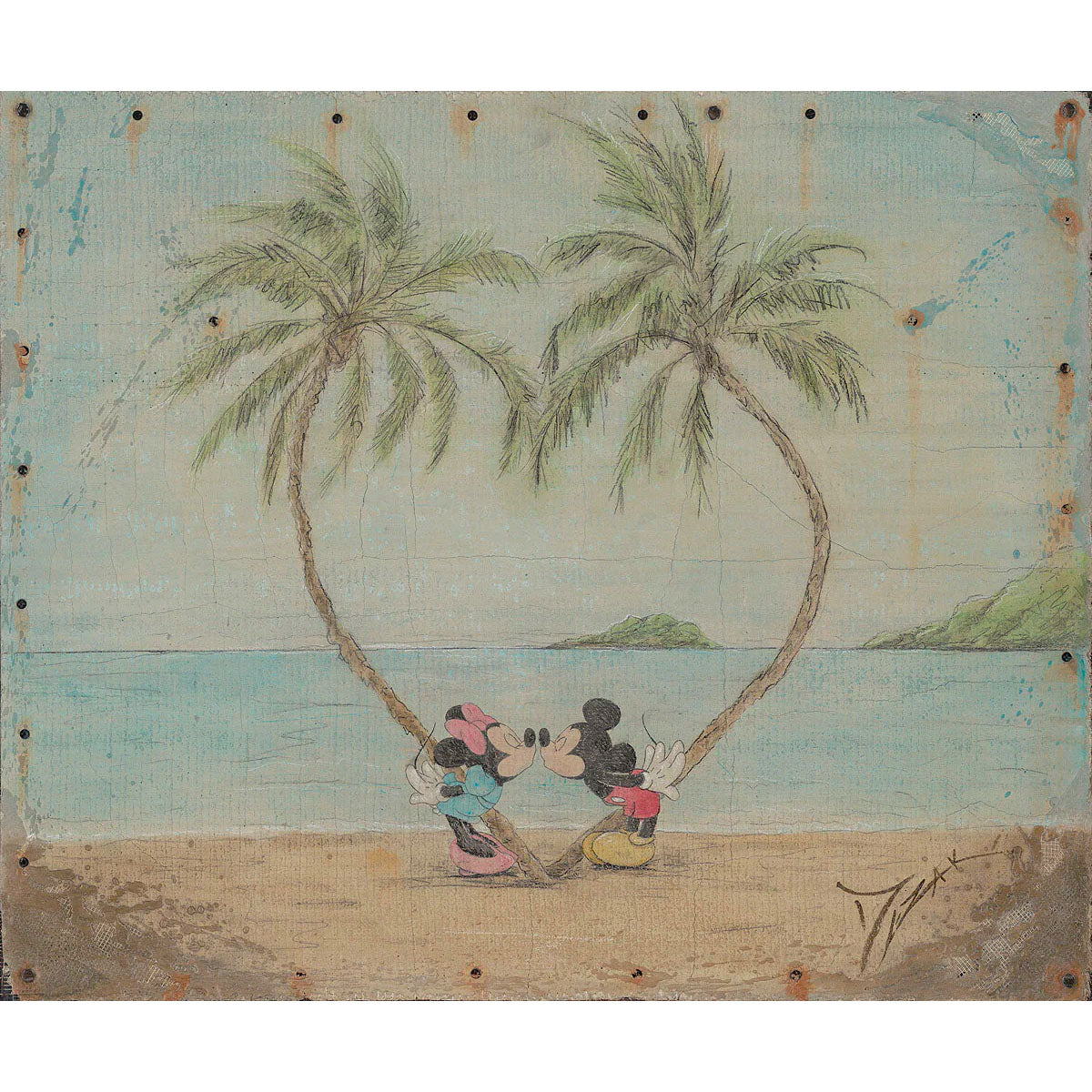 Trevor Mezak Disney Mickey and Minnie in Love Limited Edition Canvas Giclee