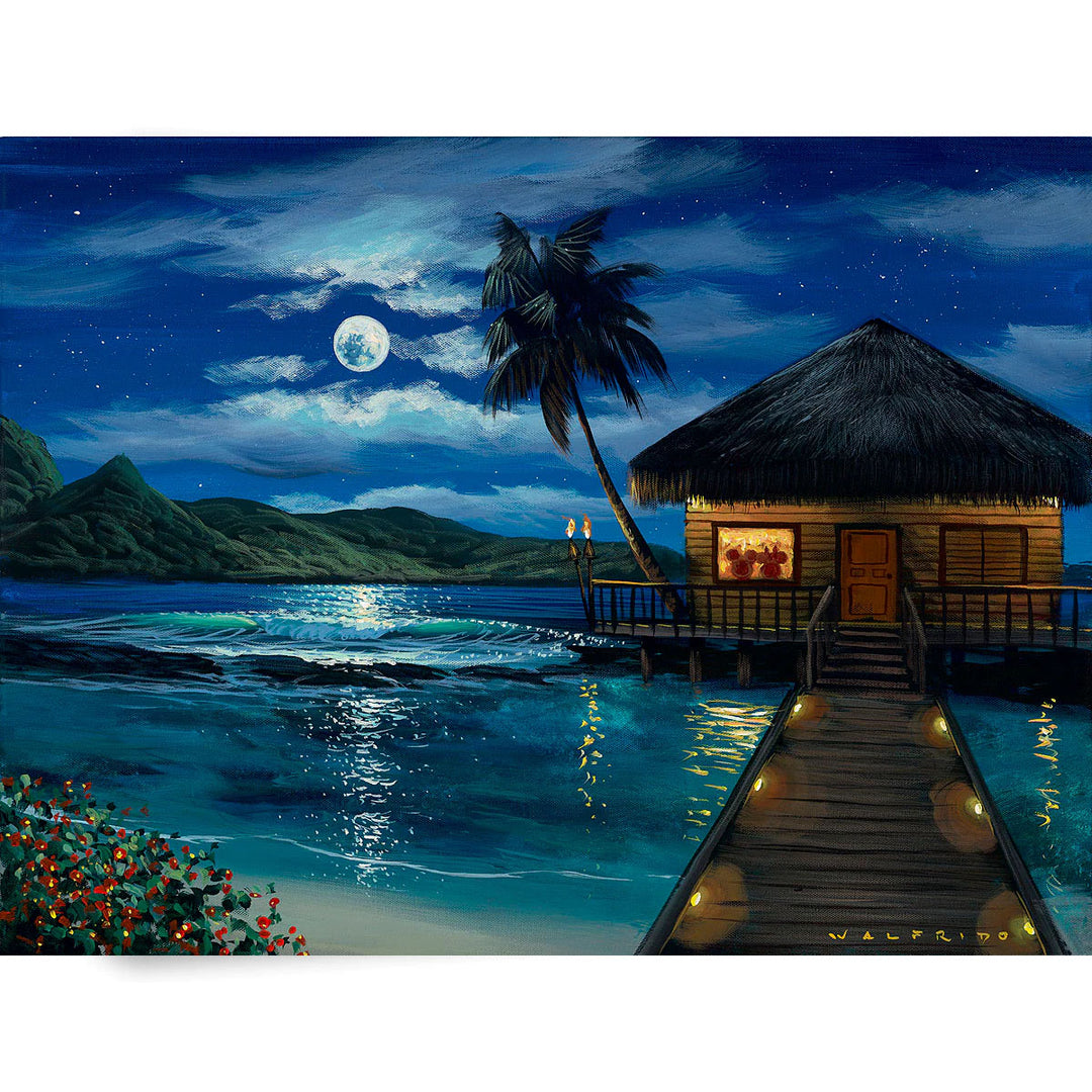Walfrido Garcia Moonlit Bungalow Limited Edition Canvas Giclee