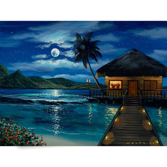 Walfrido Garcia Moonlit Bungalow Limited Edition Canvas Giclee