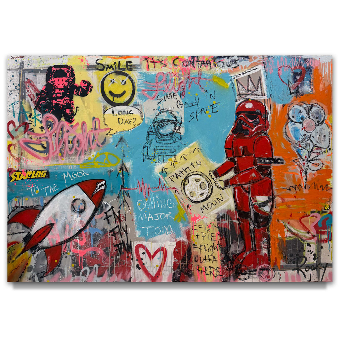 Rocky Asbury Path to the Moon Original on Wood