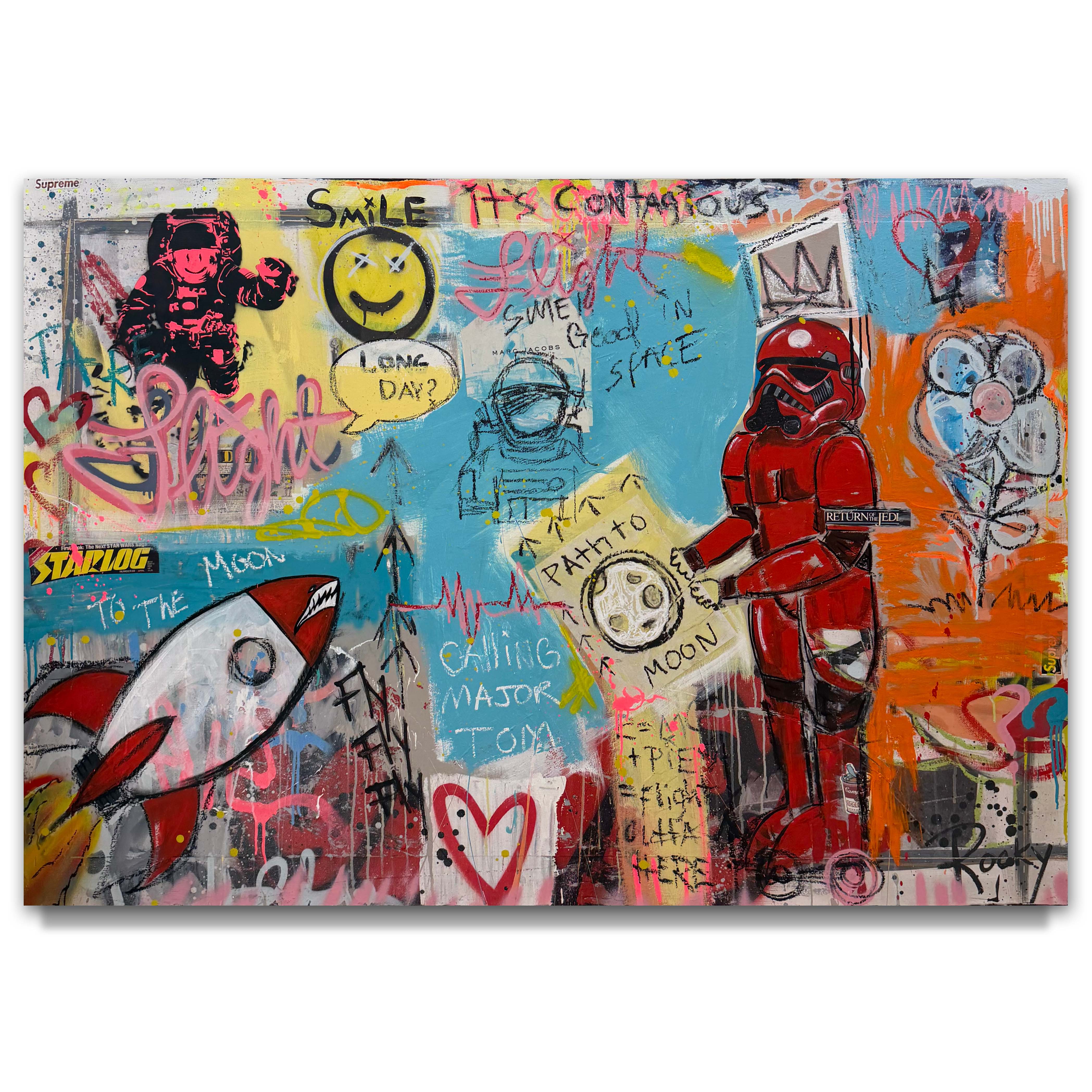 Rocky Asbury Path to the Moon Original on Wood