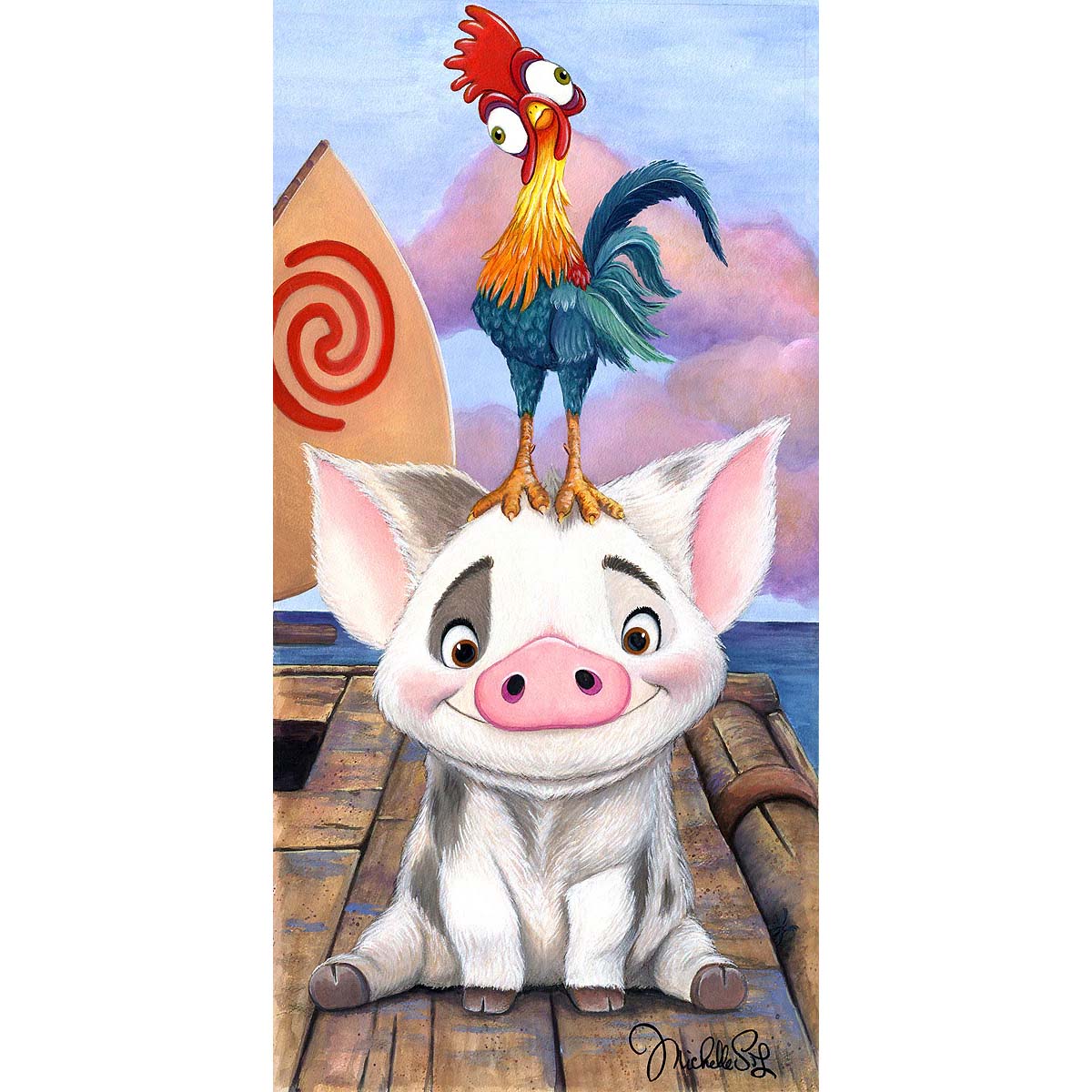 Michelle St. Laurent Disney Pua and Hei Hei Limited Edition Canvas Giclee