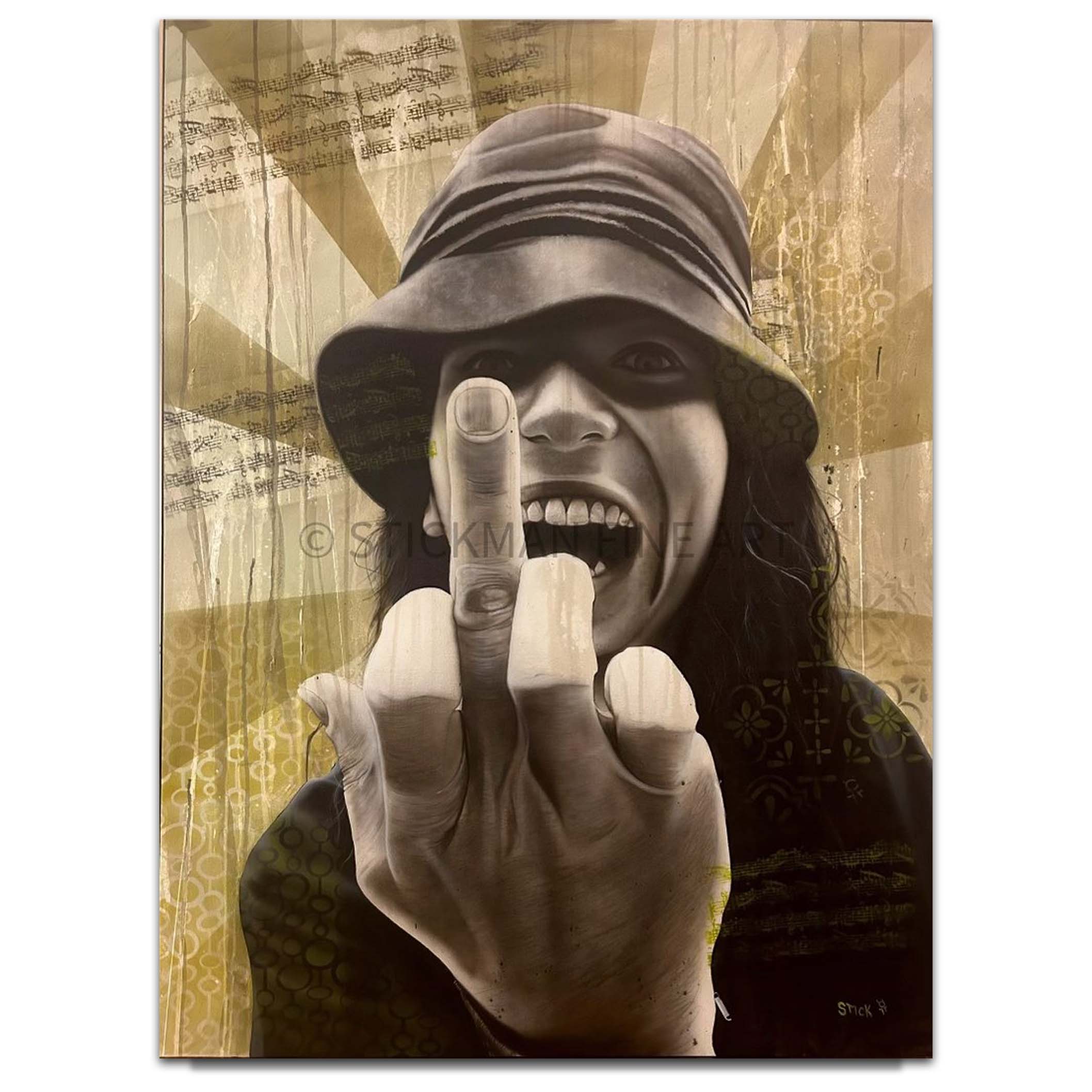 Stickman Push Me and I Will Resist (Eddie Vedder) Limited Edition Canvas Giclee