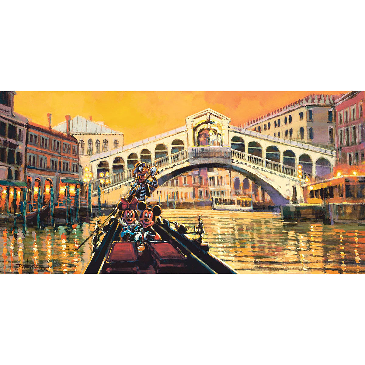 Rodel Gonzalez Disney Lights on the Venice Canal Limited Edition Canvas Giclee
