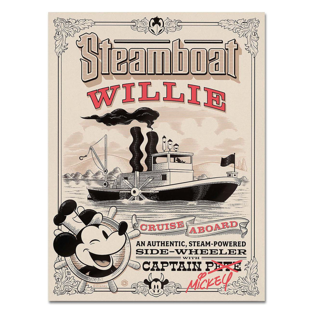 Eric Tan Disney Steamboat Willie Limited Edition Canvas Giclee