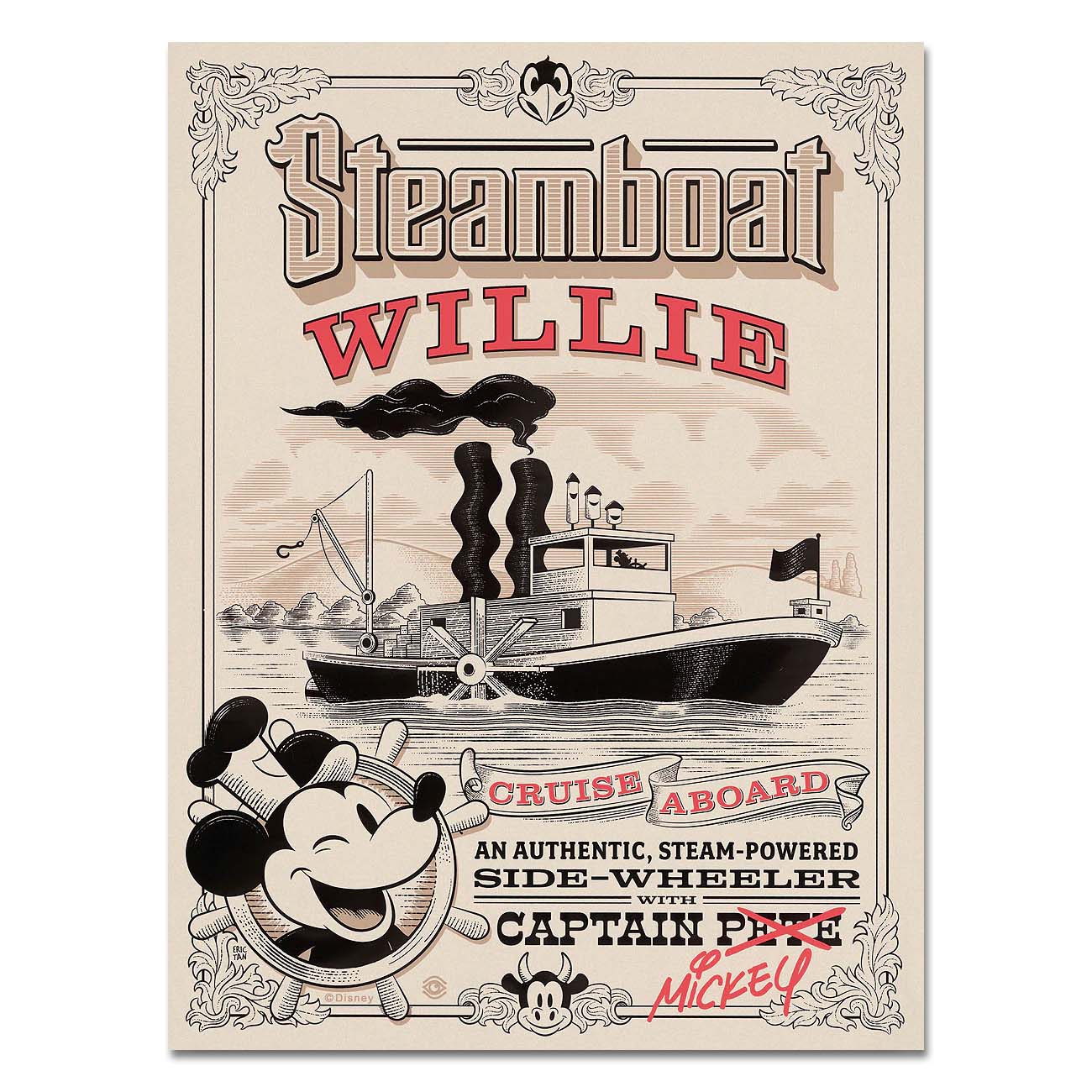 Eric Tan Disney Steamboat Willie Limited Edition Canvas Giclee
