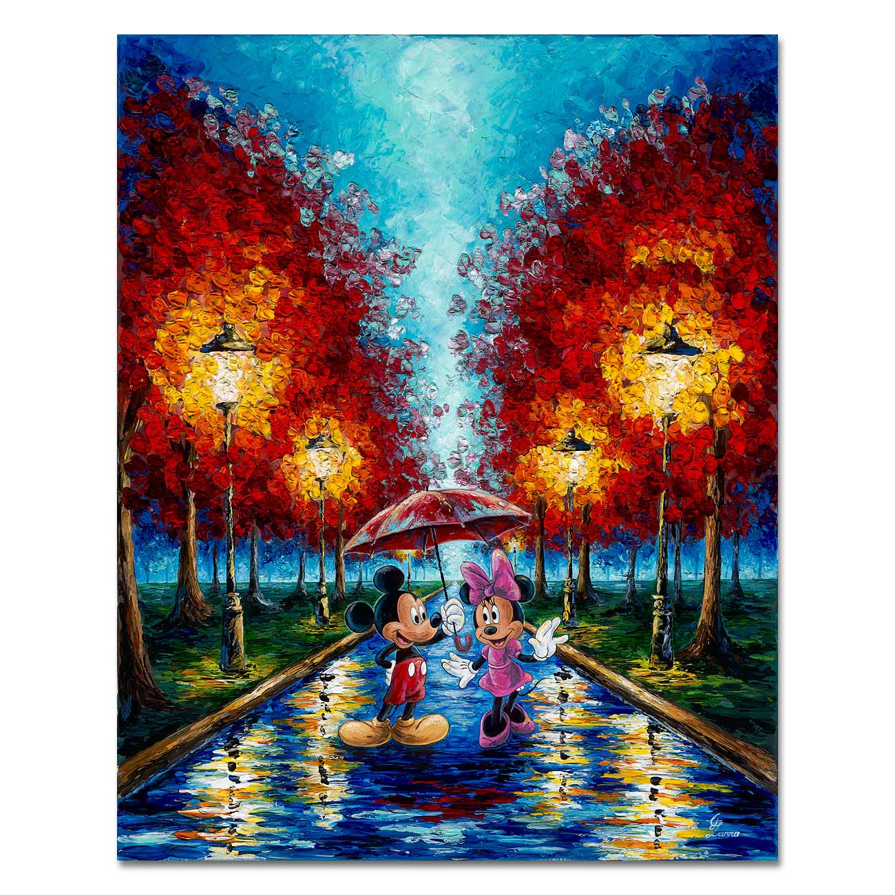 Jennifer Lanna Disney Street Lights and Rainy Nights Limited Edition Canvas Giclee