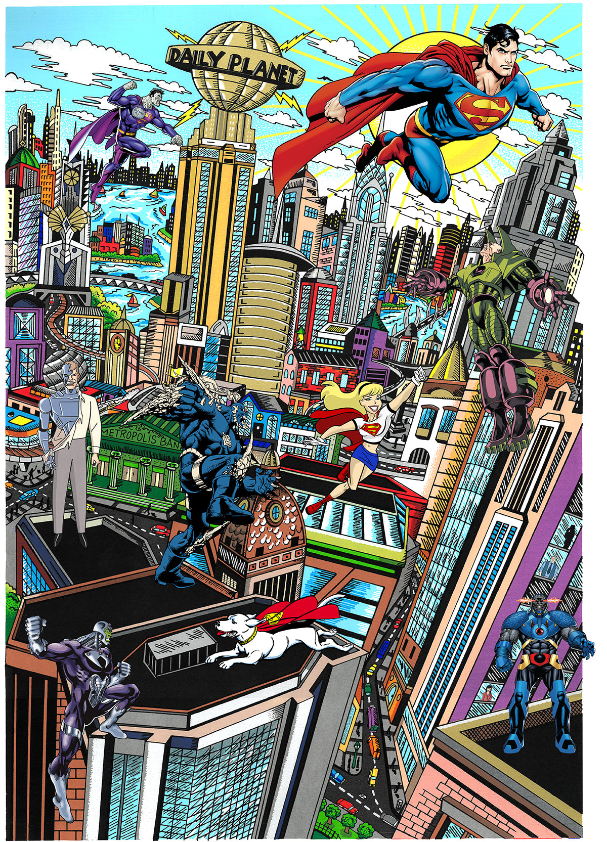 Charles Fazzino Superman Saves the Day 3D Limited Edition Silkscreen on Paper