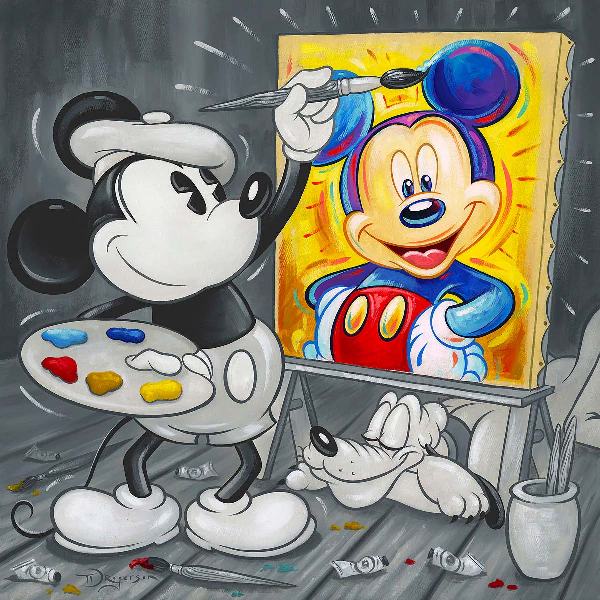 Tim Rogerson Disney "Mickey Paints Mickey" Limited Edition Canvas Giclee