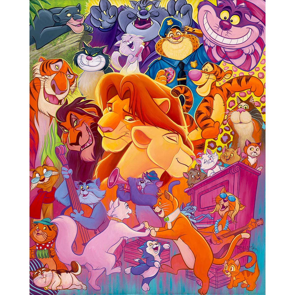 Tim Rogerson Disney "So Many Disney Cats" Limited Edition Canvas Giclee