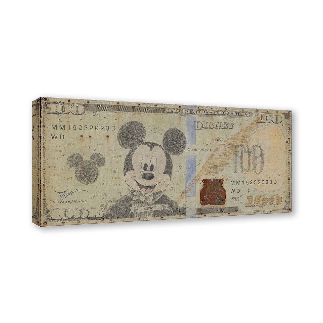 Trevor Mezak Disney 100 Hundred Dollar Bill (Treasure) Limited Edition Canvas Giclee