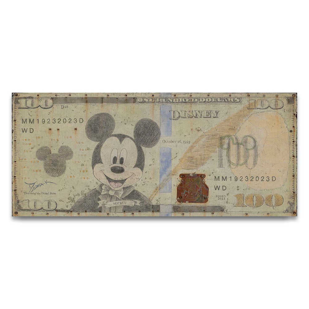 Trevor Mezak Disney 100 Hundred Dollar Bill (Treasure) Limited Edition Canvas Giclee