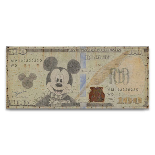 Trevor Mezak Disney 100 Hundred Dollar Bill (Treasure) Limited Edition Canvas Giclee