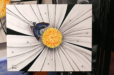 Michael Godard "Black and White Flower - Butterfly" Limited Edition Canvas Giclee