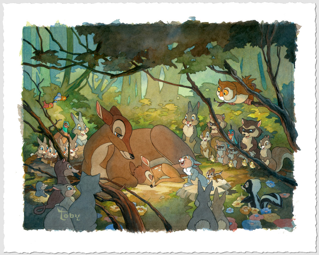Toby Bluth Disney Bambi and Mother Limited Edition Paper Giclee