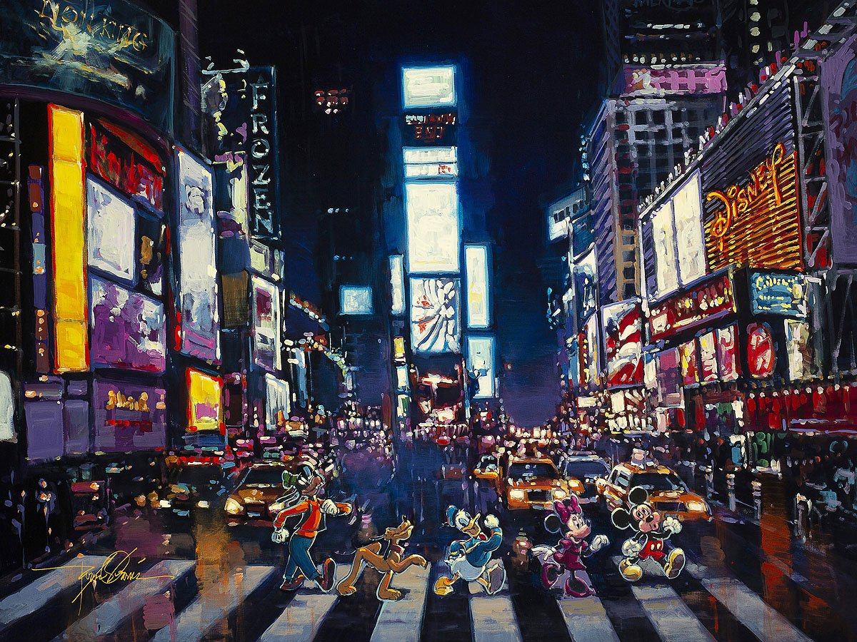 Rodel Gonzalez Disney "Bright Lights of Manhattan" Limited Edition Canvas Giclee
