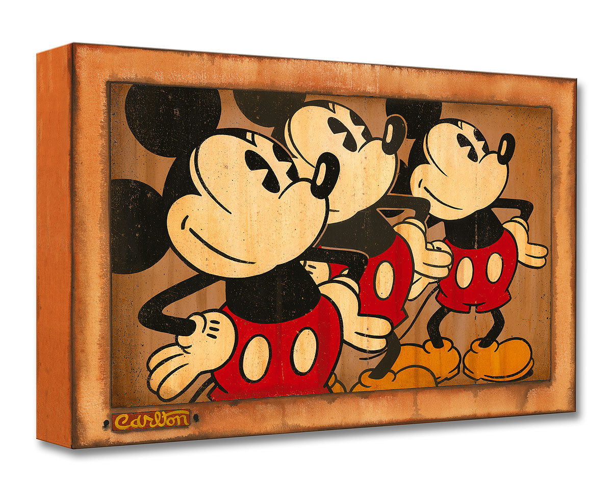 Trevor Carlton Disney Three Vintage Mickeys Limited Edition Canvas Giclee