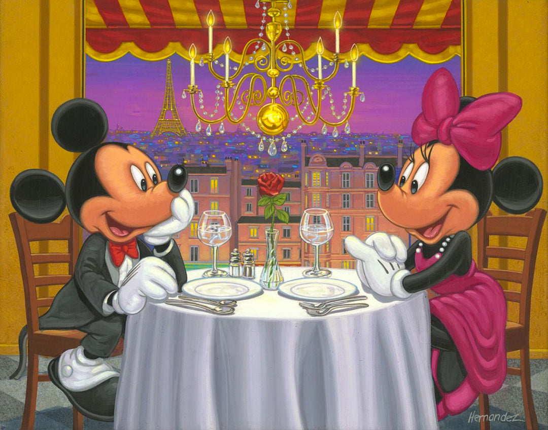 Manuel Hernandez Disney Dinner for Two Limited Edition Canvas Giclee