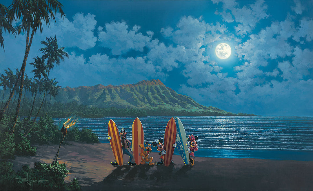 Rodel Gonzalez Disney Moonlight Surf Crew Limited Edition Canvas Giclee