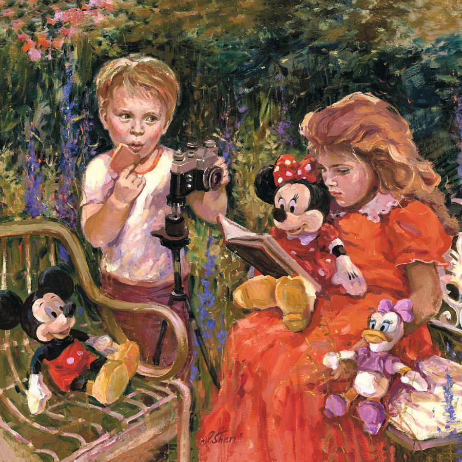 Irene Sheri Disney "Reading to Minnie" Limited Edition Canvas Giclee