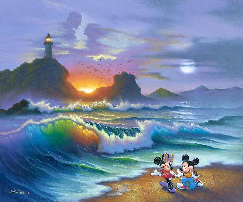 Jim Warren Disney Mickey Proposes to Minnie Limited Edition Canvas Giclee