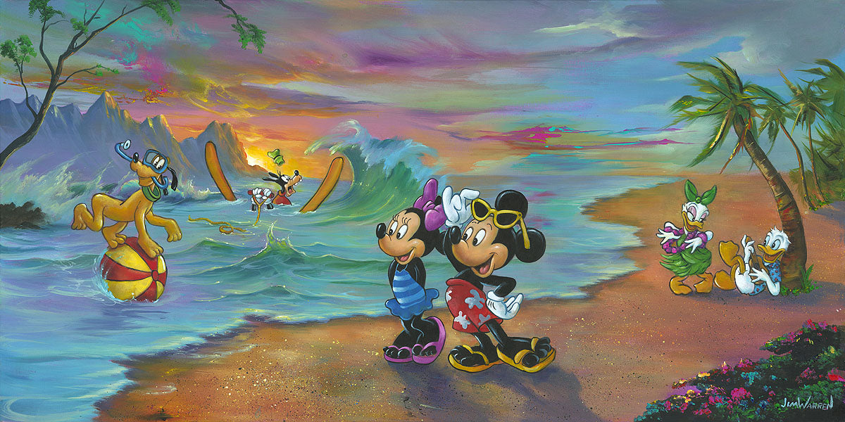 Jim Warren Disney Mickey and the Gang's Hawaiian Vacation Limited Edition Canvas Giclee