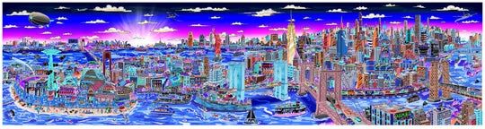 Charles Fazzino Sunset over Manhattan Island 3D Limited Edition Mixed-Media on Paper and Aluminum