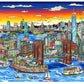 Charles Fazzino "Sunset over Manhattan Island" 3D Limited Edition Mixed-Media on Paper and Aluminum