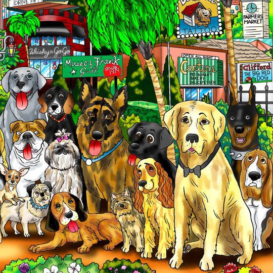 Charles Fazzino Every Dog has Its Day in LA 3D Limited Edition Mixed-Media on Paper