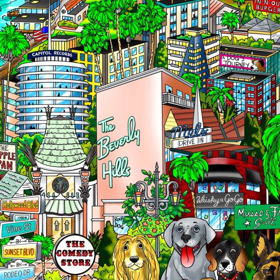 Charles Fazzino Every Dog has Its Day in LA 3D Limited Edition Mixed-Media on Paper