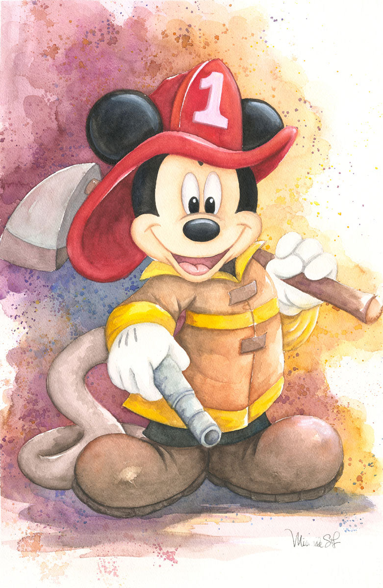 Michelle St. Laurent Disney Fireman Mickey Limited Edition Canvas Giclee