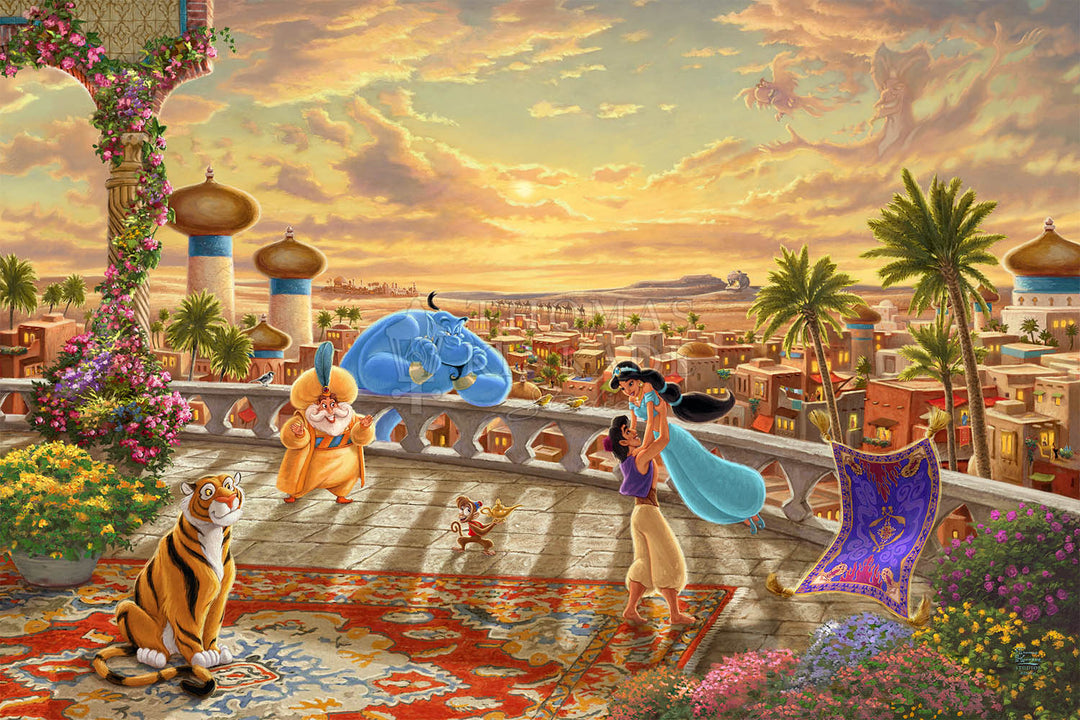 Thomas Kinkade Studios Disney Jasmine Dancing in the Desert Sunset Limited Edition Canvas Giclee