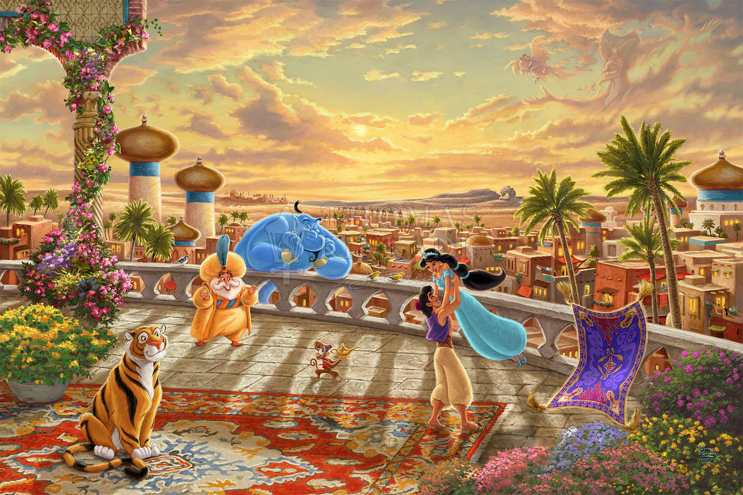 Thomas Kinkade Studios Disney Jasmine Dancing in the Desert Sunset Limited Edition Canvas Giclee