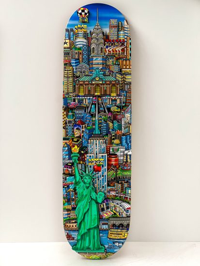 Charles Fazzino Lady Liberty in NYC Skateboard Deck 3D Limited Edition Print on Authentic Skateboard Deck