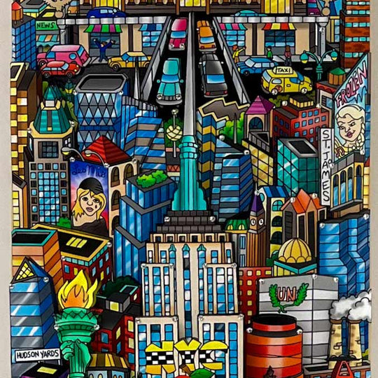 Charles Fazzino Lady Liberty in NYC Skateboard Deck 3D Limited Edition Print on Authentic Skateboard Deck