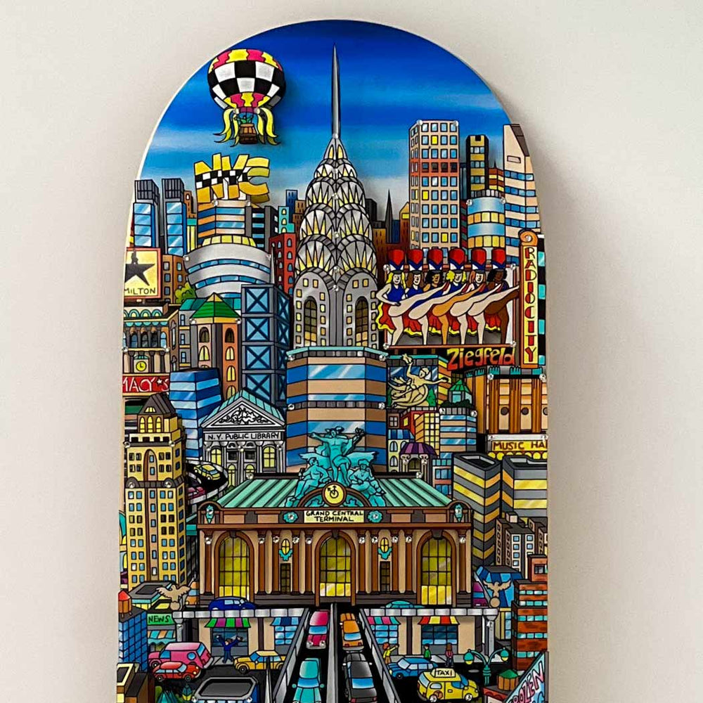 Charles Fazzino Lady Liberty in NYC Skateboard Deck 3D Limited Edition Print on Authentic Skateboard Deck