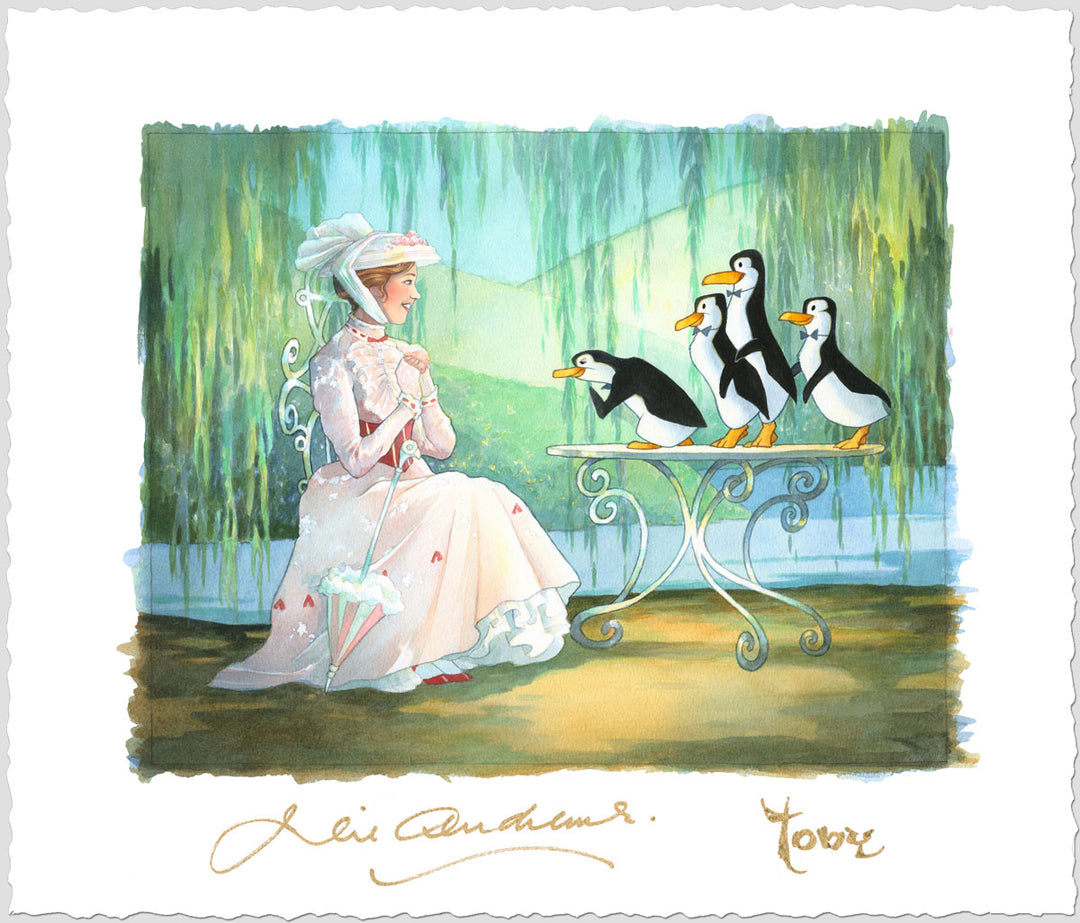 Toby Bluth Disney Mary Poppins And Merry Penguins Limited Edition Paper Giclee