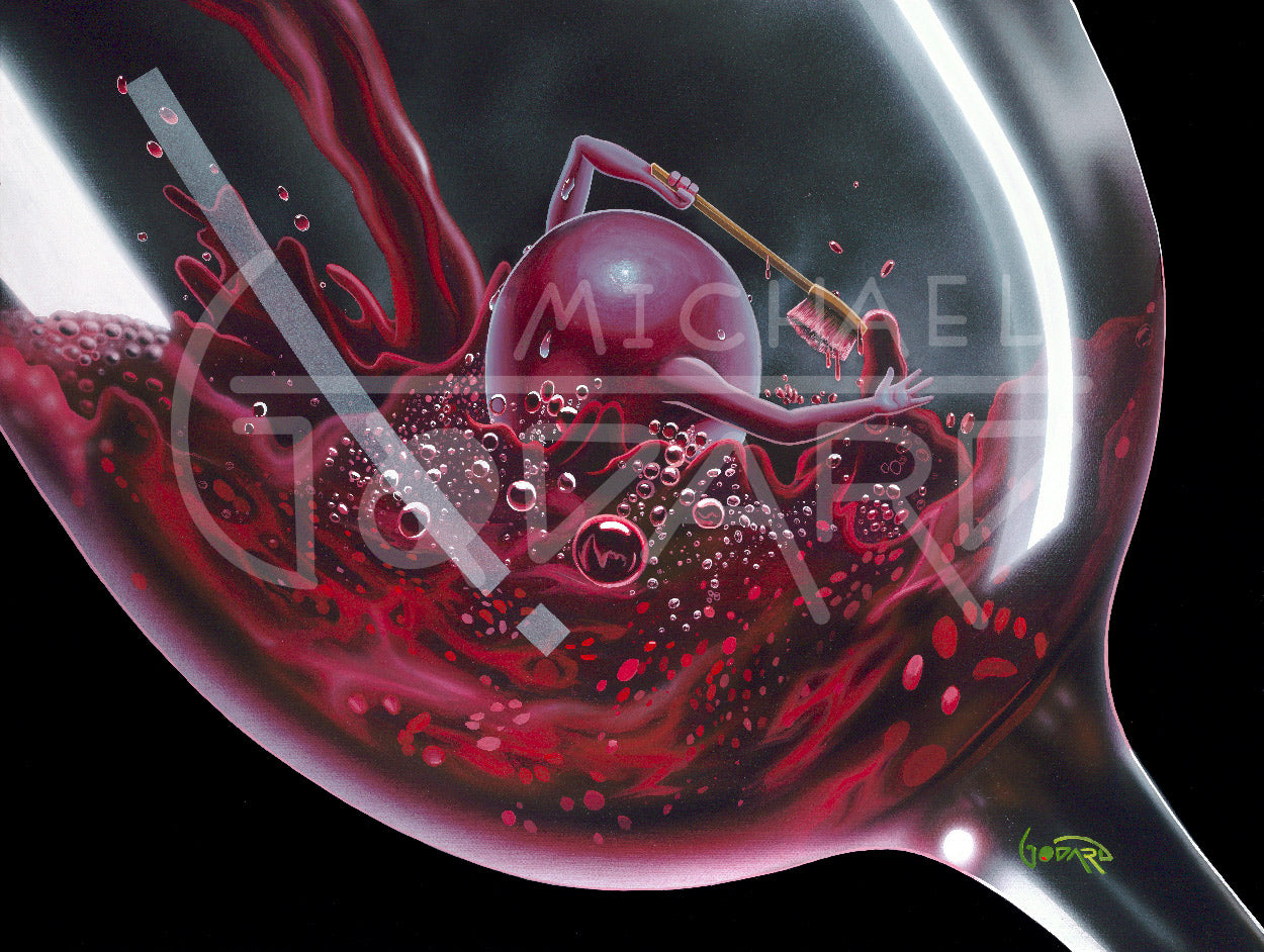 Michael Godard Red Wine Bath Limited Edition Canvas Giclee