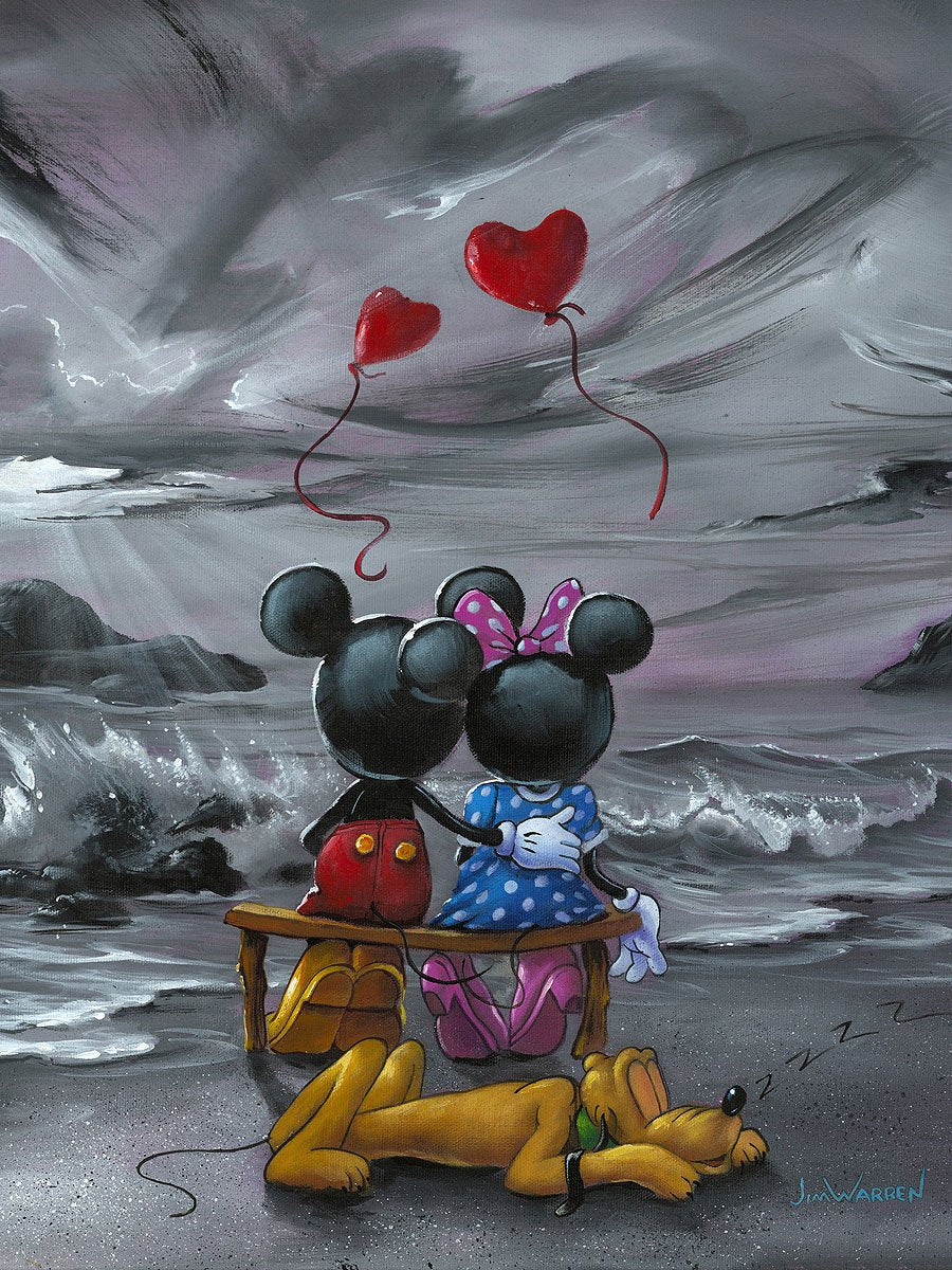 Jim Warren Disney "Mickey and Minnie Forever Love" Limited Edition Canvas Giclee