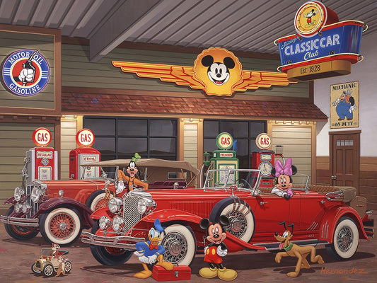 Manuel Hernandez Disney "Mickey's Classic Car Club" Limited Edition Canvas Giclee