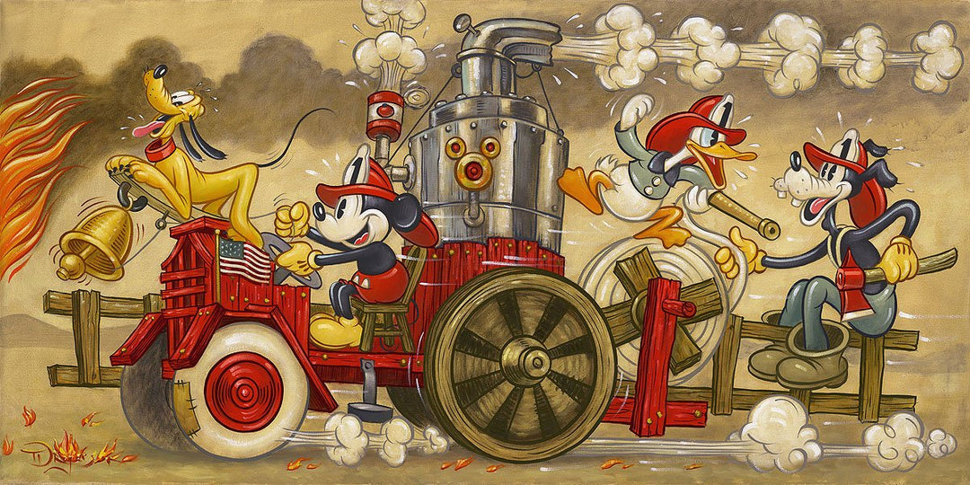 Tim Rogerson Disney Mickey's Fire Brigade Limited Edition Canvas Giclee